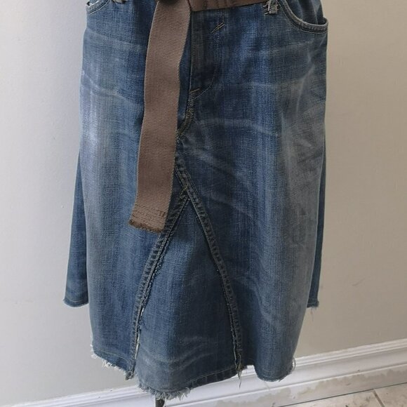 Upcycled VINTAGE deconstructed patchwork asymmetric denim jean skirt - Picture 11 of 16